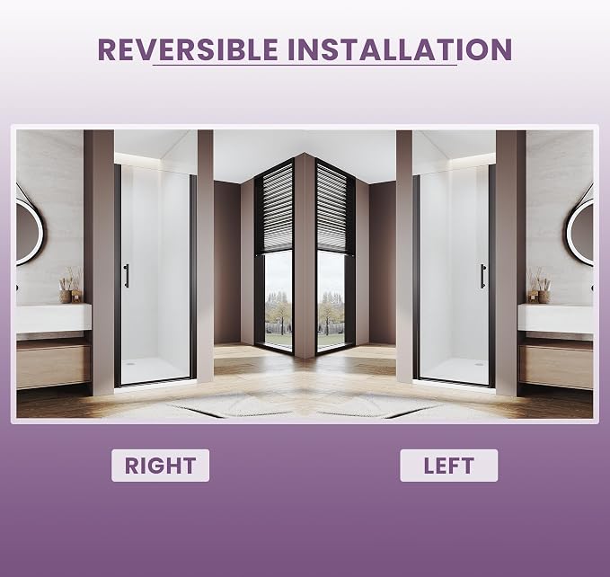 Glass Shower Door 29.5-31" W x 72" H, Semi-Frameless Pivot Shower Door - Image 8