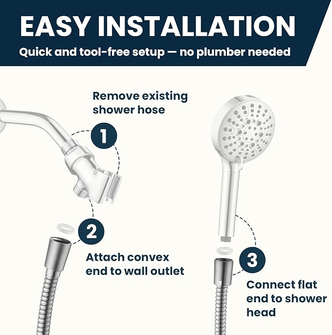 BRIGHT SHOWERS Extra Long Shower Hose 118 Inches – Stainless Steel Handheld - Image 8