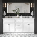 ARIEL 73" White Double Vanity 1.5" Edge Pure White Quartz Countertop & Splash by Ariel