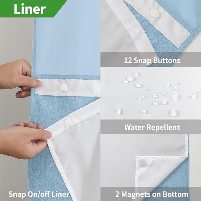 Stall No Hooks Needed Linen Textured Shower Curtain - Image 6
