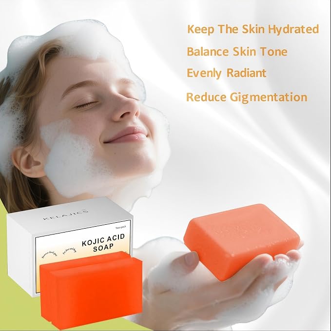 Kojic Acid Soap Bars with Retinol, Vitamin C, Fresh Orange Scent - Image 4