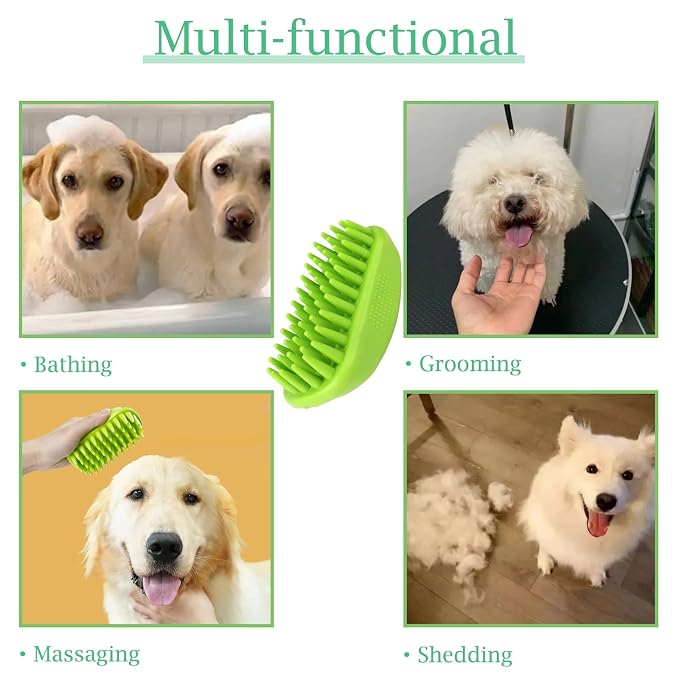 Dog Bath Brush, Pet Silicone Shampoo Brush, Rubber Shower Wash Curry Brush - Image 4