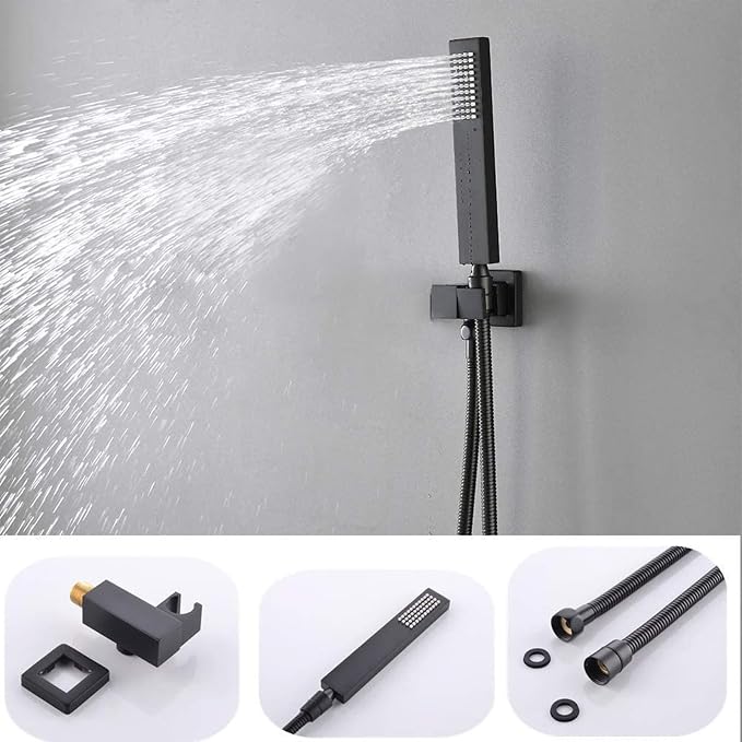 Matte Black 16X24 inch Ceiling Mounted Rain Shower Head System, Digital Display - Image 5