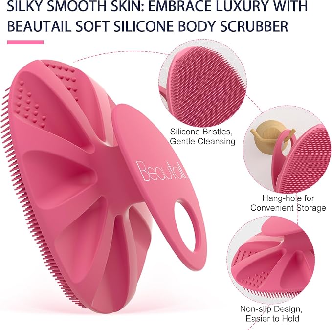 Silicone Body Scrubber Shower Bath Wash Brush Gentle Exfoliating Scrub - Image 4