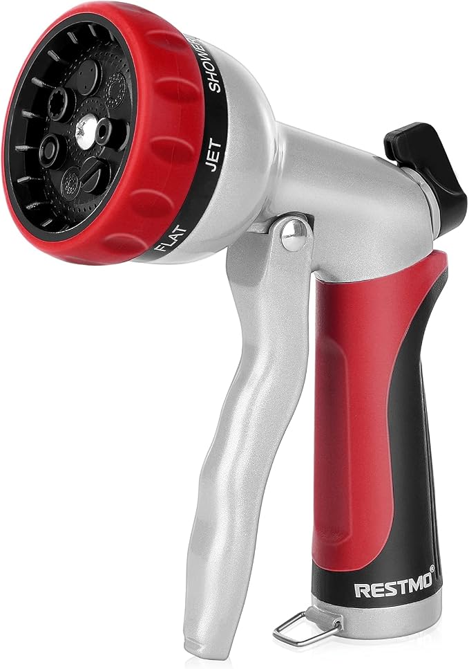 RESTMO Garden Hose Nozzle, Heavy Duty Metal Water Hose Nozzle by Restmo