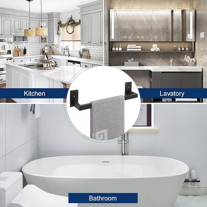 NearMoon Self Adhesive Bathroom Towel Bar, Stainless Steel Square Bath Wall - Image 6