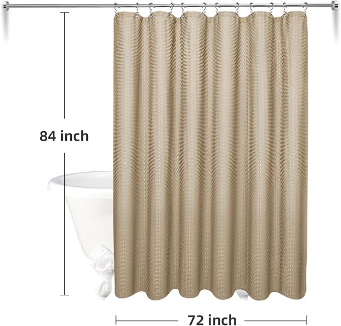 LaCyan 3 in 1 Waterproof Waffle Weave Shower Curtain and Clear Liner Set - Image 6