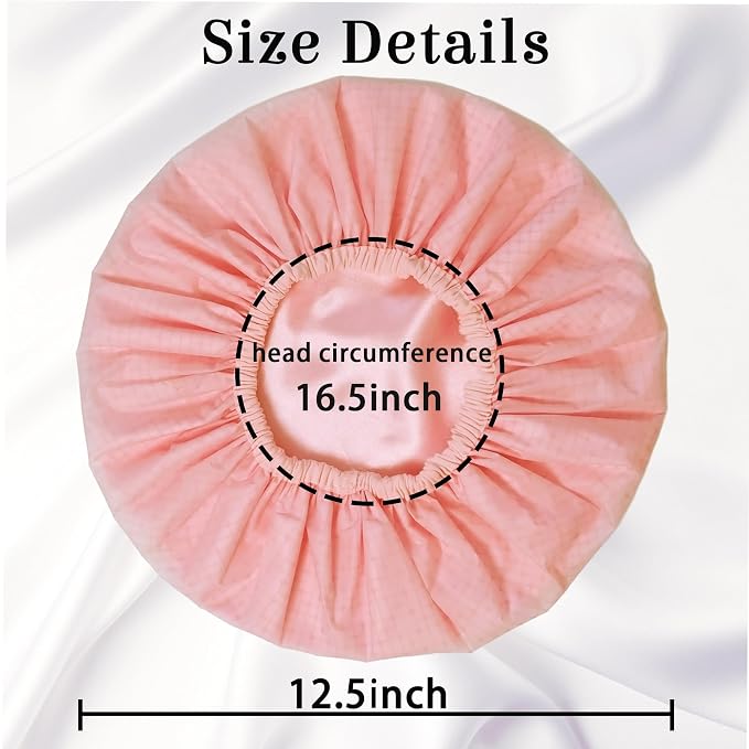 Shower Cap for Women, Shower Caps Reusable Waterproof, Large Plastic Satin - Image 5