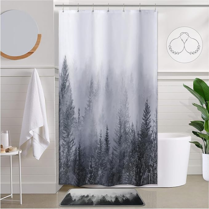 ORTIGIA 36x72 Misty Forest Stall Shower Curtain by ORTIGIA