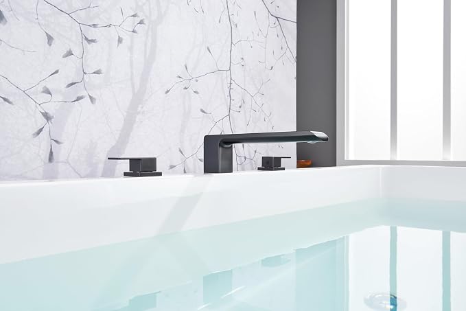 SITGES Minimalist Square-Shaped Bathtub Faucet, 2-Handle Widespread Roman Tub - Image 2