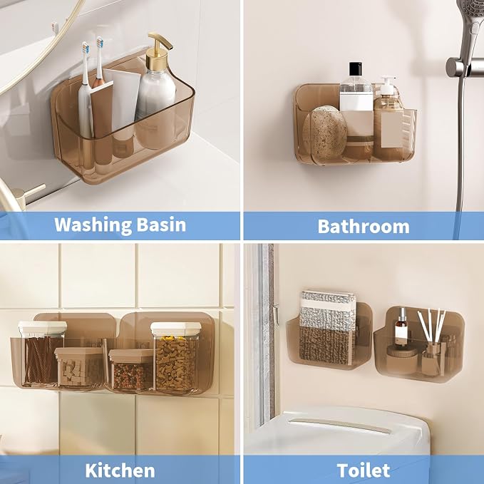 Diesisa 2pc Acrylic Wall Mount Organizer, Adhesive Cabinet Door Organizer - Image 6