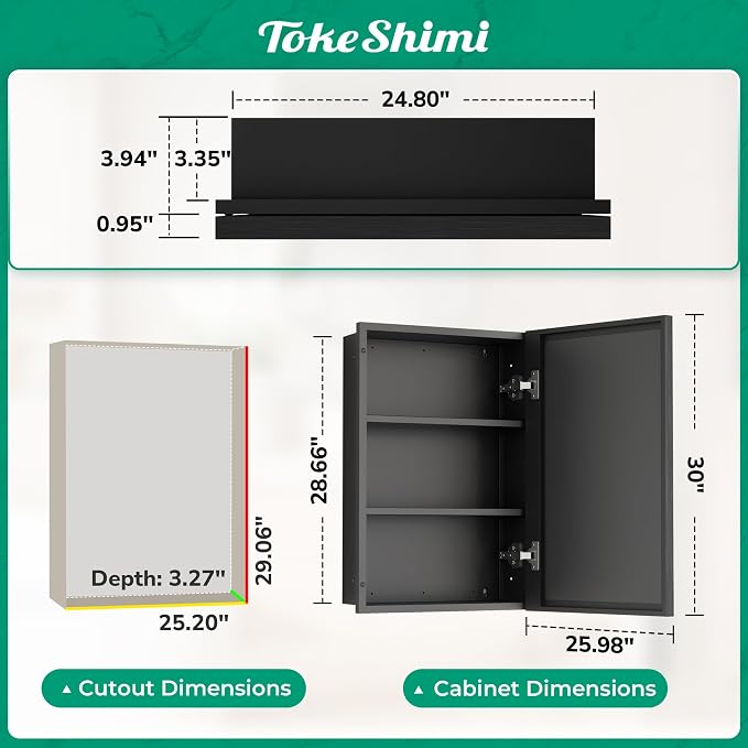 TokeShimi 26x30 Recessed Medicine Cabinet - Image 2