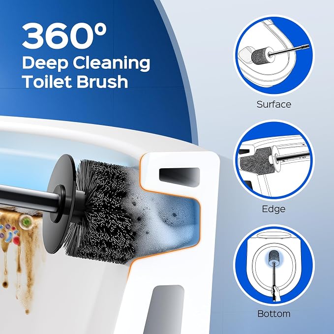 HAMITOR Toilet Bowl Brush Set: Stainless Steel Rustproof Bathroom Cleaning - Image 3