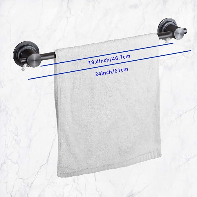 JiePai Suction Cup Towel Bar 24 Inch Oil Rubbed Bronze, Removable Modern Vacuum - Image 2