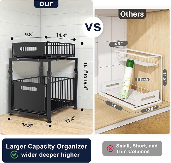 MIKEE Under Sink Organizer, 2 Tier Under Sink Organizers and Storage, Bathroom - Image 4