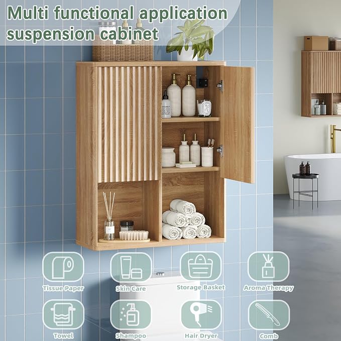 Bathroom Wall Cabinet, Over The Toilet Storage Cabinet, Curved Laundry Cabinet - Image 4