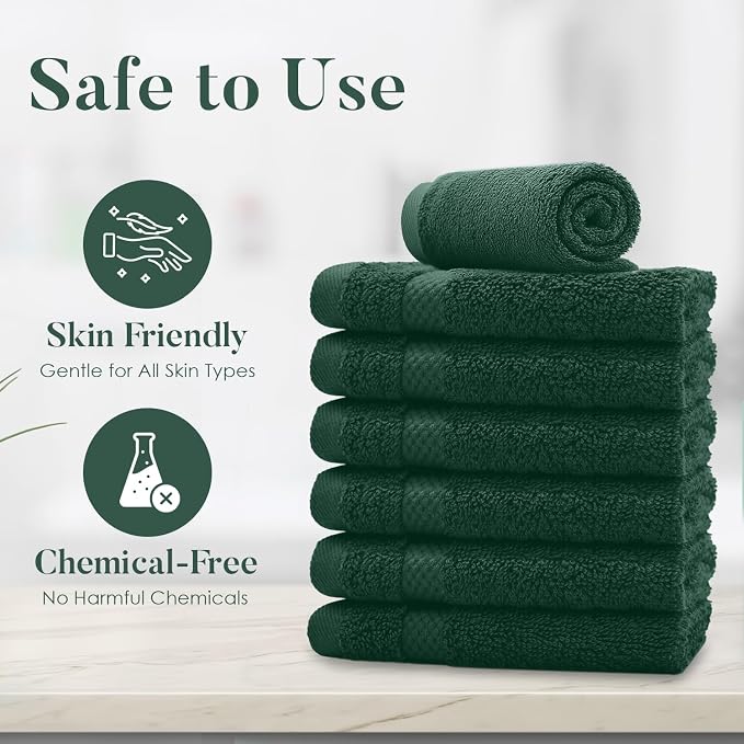 DAN RIVER 12-Pack Premium 100% Cotton Huntergreen Face Towels – Reusable Face - Image 8