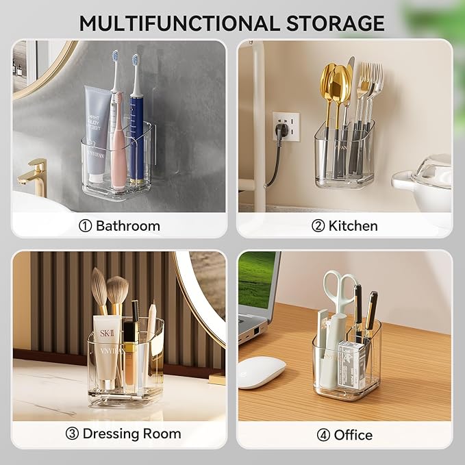 Toothbrush Holders for Bathrooms, 3 Slots Detachable Electric Toothbrush Holder - Image 6