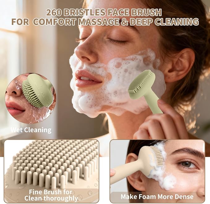 2 Pack Silicone Face Scrubber, 2 in 1 Facial Cleansing Brush & Face Mask - Image 2