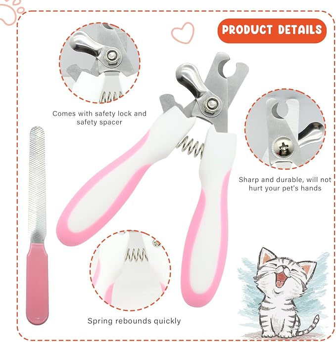 Cat Grooming Kit Set with Pet Shedding Slicker Brush Nail Clipper Trimmer Pet - Image 6