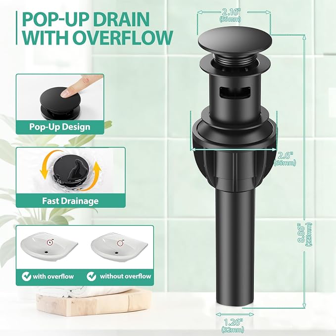 Single Handle Bathroom Faucets, HURRAN Matte Black Bathroom Sink Faucet - Image 3