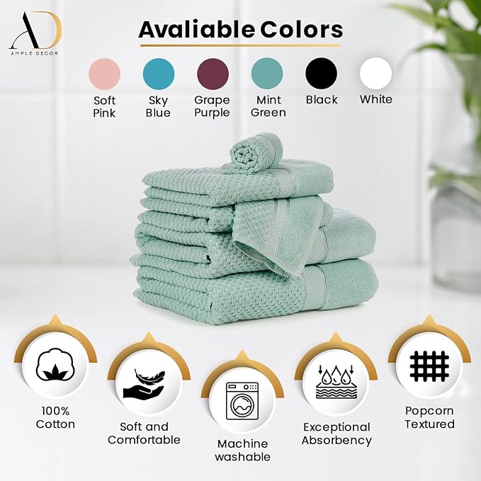 Ample Decor 100% Cotton Washcloths Set of 200 12 X 12 Inch - Image 2
