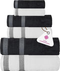 CASA COPENHAGEN® Solitaire Mix 6 Pieces Towel Set- White + Pine Grey, 600 GSM by CASACOPENHAGEN
