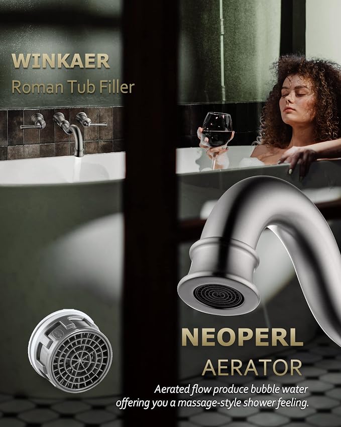 Roman Bathtub Faucet Wall Mount Widespread Tub Filler - Image 6