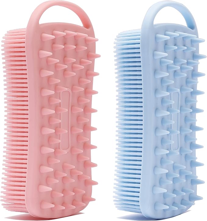 2 PC Silicone Exfoliating Body Scrubber, 2 in 1 Silicone Body Shampoo Brush by MtBoi
