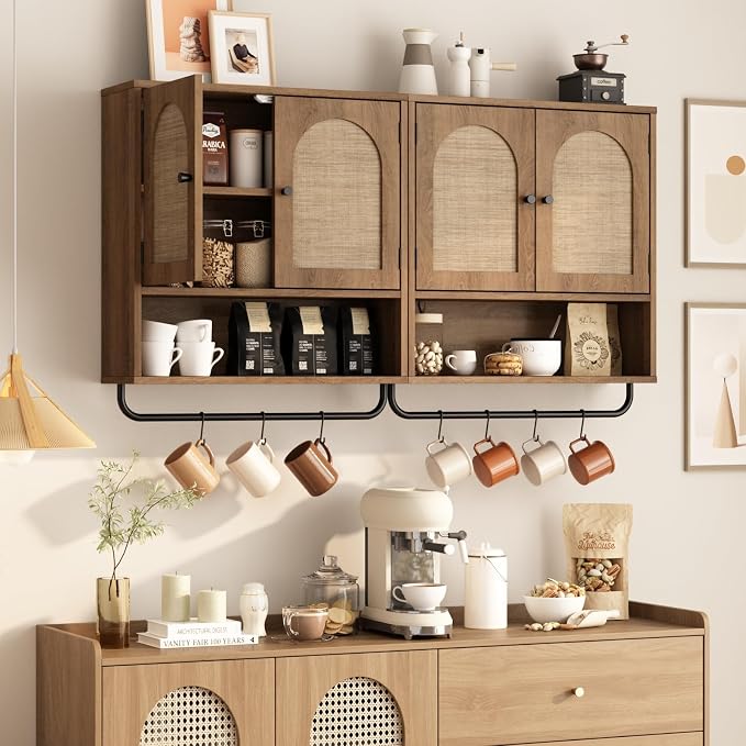 RUSTOWN Rattan Bathroom Wall Cabinet, Boho Medicine Cabinet - Image 7