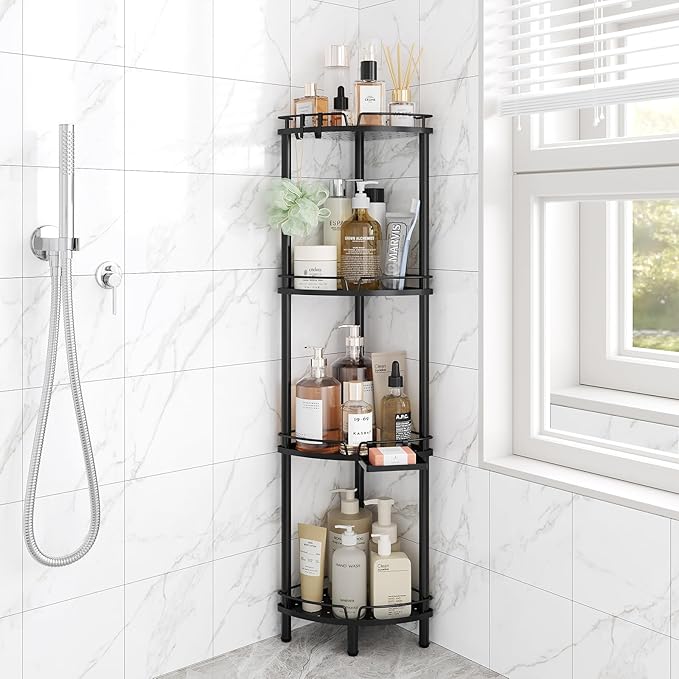 ELYKEN Corner Shower Caddy Standing, 4 Tier Rustproof Metal Shower Organizer by ELYKEN