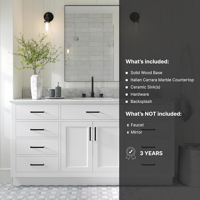 ARIEL 67" White Bathroom Vanity - Image 5