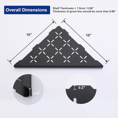 12" Corner Shower Shelf, Recessed Corner Shelf Organizer Rack, No Drilling - Image 2