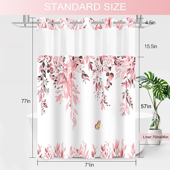 No Hook Shower Curtain and Liner Set, Bath Curtain Sets - Image 6
