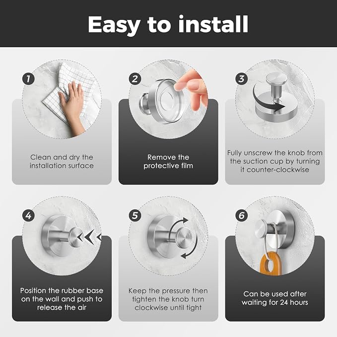 Shower Hooks for Inside Shower, Suction Cup Hooks for Glass Window, Removable - Image 7
