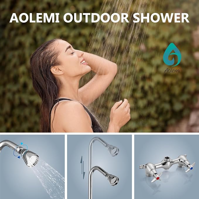 Aolemi Outdoor Shower Kit Fixtures Faucet System Double Handle Exposed Shower - Image 2