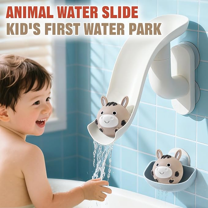 No-Hole Farm Bath Toys for Toddlers 1-3 | Slide, Basketball Hoop & 6 Animal Set - Image 3