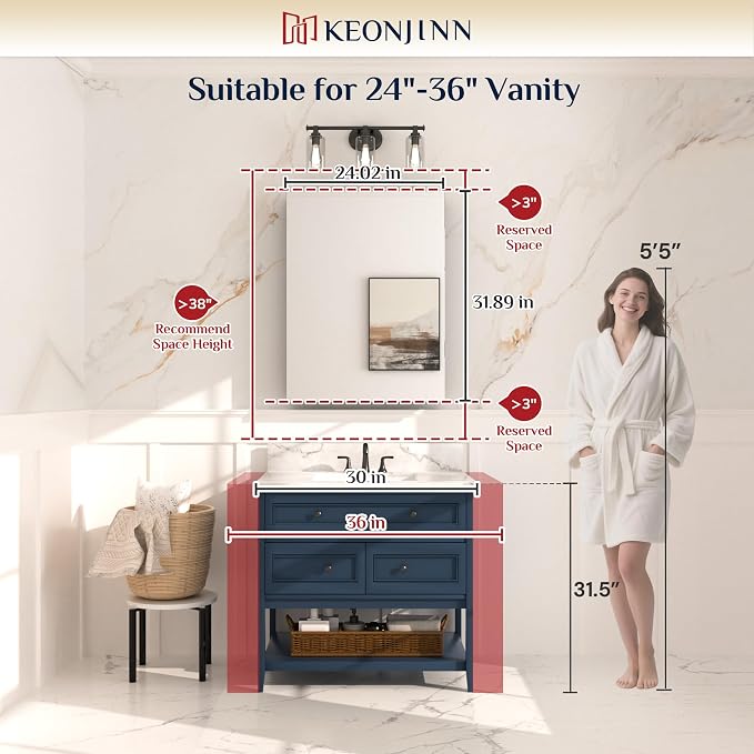 Keonjinn 24 x 32 Inch Medicine Cabinet - Image 6