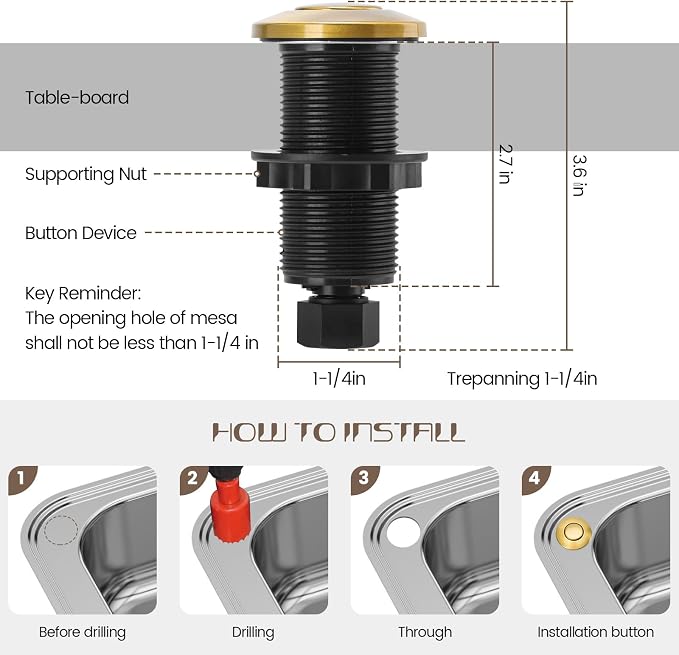 Garbage Disposal Air Switch Kit Sink Top Waste Disposal Long Stainless Steel - Image 5