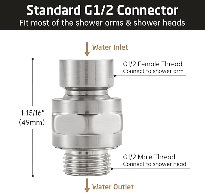 KES Shower Connector Ball Joint Shower Head Swivel Ball Adapter Brass - Image 3