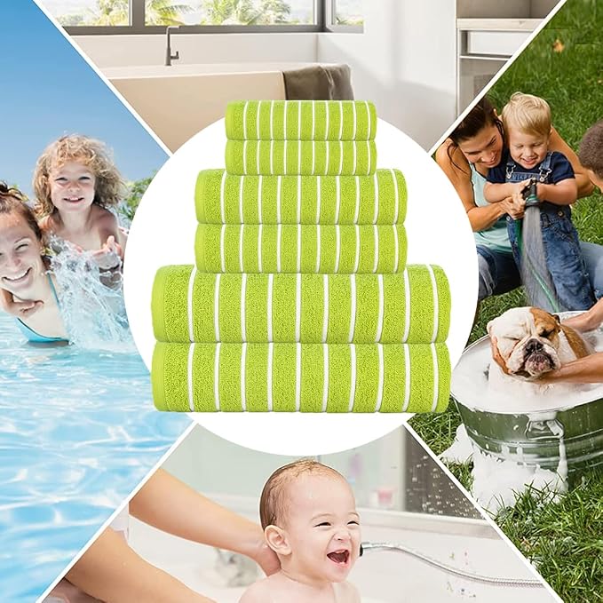 CASA COPENHAGEN Ecstatic 6 Pieces Towel Set- Lime Green, 600 GSM 2 Bath Towel 2 - Image 6