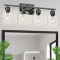 Modern 4 Light Bathroom Light Fixtures, 24 inch Black Vanity Lights by FAISHILAN
