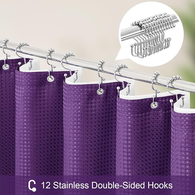 3 in 1 Shower Curtain Set, Waterproof Fabric Shower Curtains - Image 3