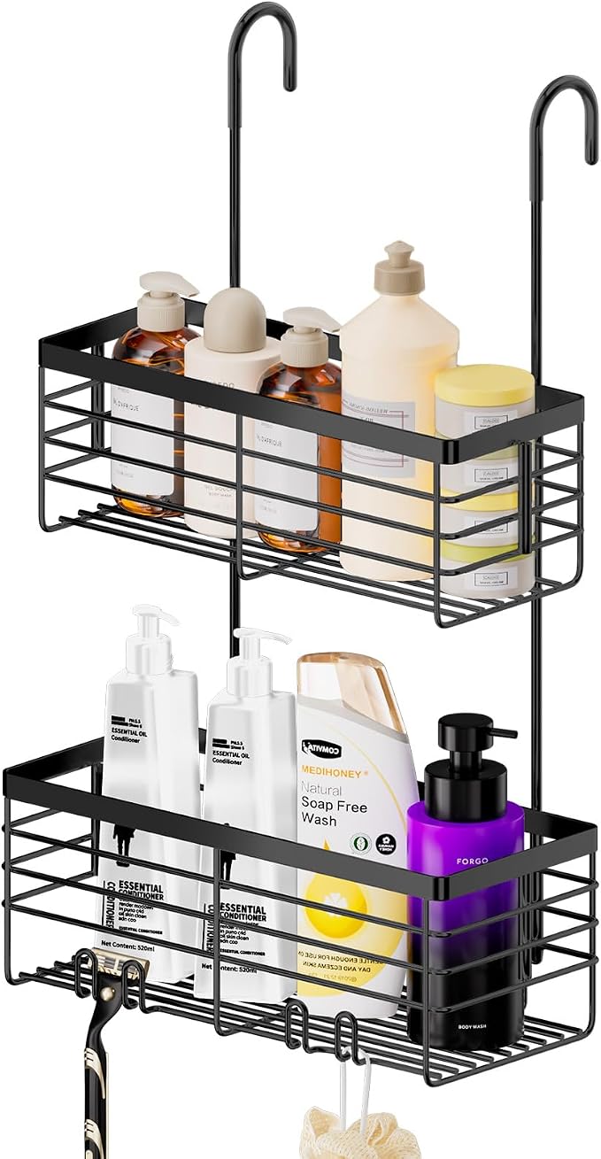 SHANSHUI Shower Hanging Caddy, Double Bathroom Showers Organizer Basket by SHANSHUI