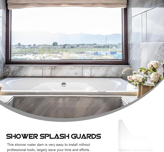 2pcs Acrylic Shower Splash Guards Floor Water Barrier Tub Corner Protector - Image 3
