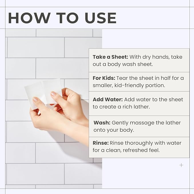 Body Wash Sheets in Tin, Zero Waste, Paraben-Free, Cruelty-Free, TSA-Friendly - Image 6