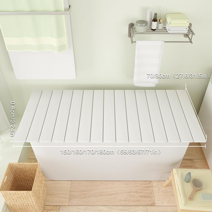 Bathtub Tray, Foldable Anti-dust Bathtub Cover Bath Insulation Cover, PVC - Image 2