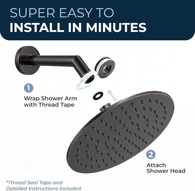 HammerHead Showers Solid Metal Round 8 Inch Rainfall Shower Head, High Flow - Image 5
