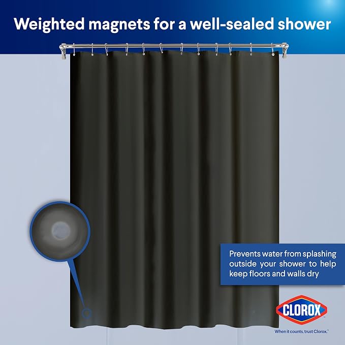 CLOROX Shower Curtain Liner, Premium Medium Weight Flexible Waterproof 6g PEVA - Image 8