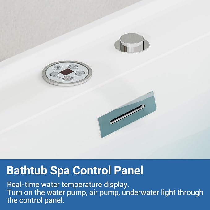 GarveeLife Freestanding Bathtub Tub71×35×23 inch Acrylic Massage Tub - Image 4